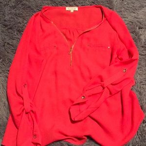 Hot pink zipper shirt